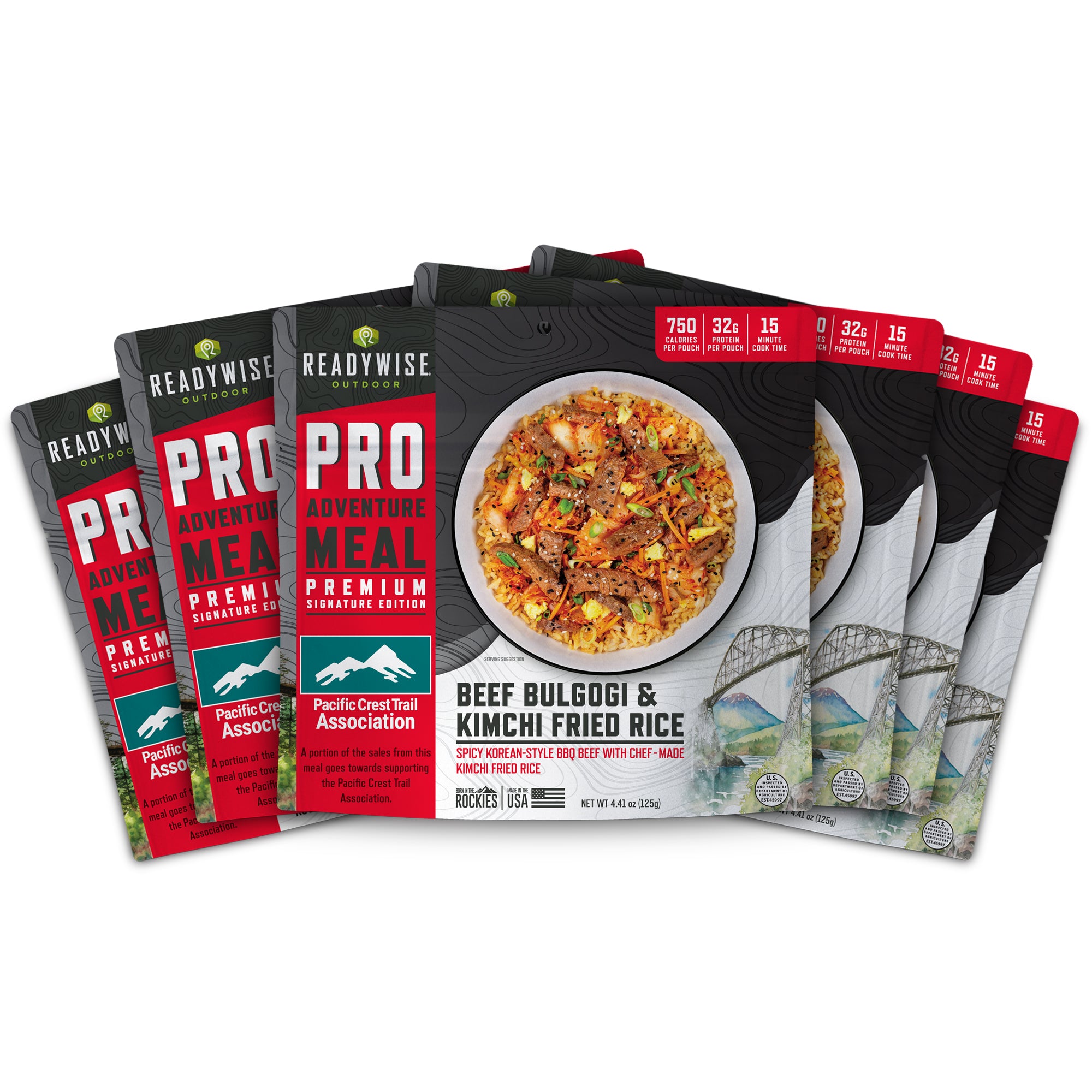 READYWISE Beef Bulgogi & Kimchi Fried Rice - Signature Edition Pro Adventure Meal with the Pacific Crest Trail Association(6 Pack)