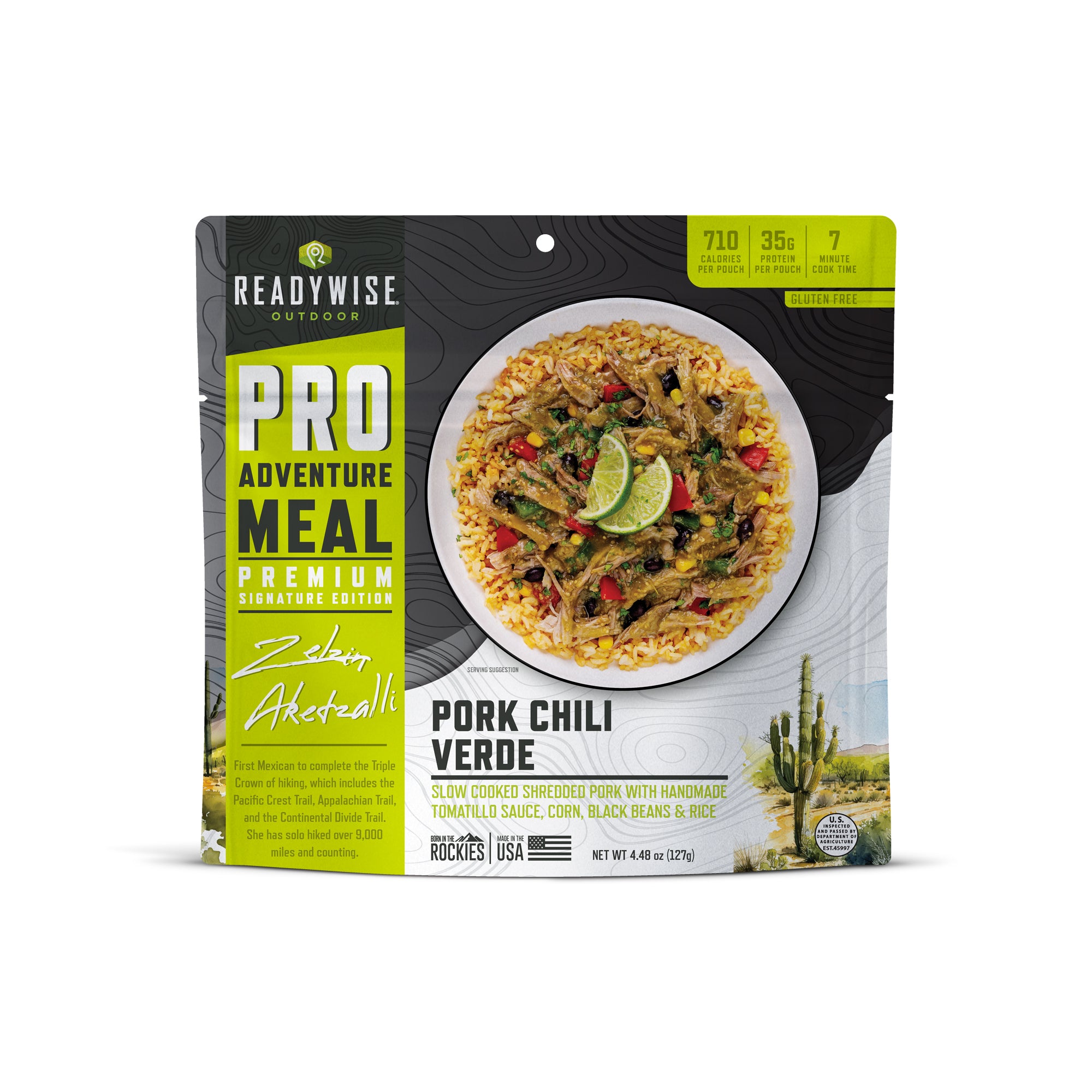 READYWISE Traditional Pork Chili Verde - Signature Edition Pro Adventure Meal with Zelzin Aketzalli(6 Pack)