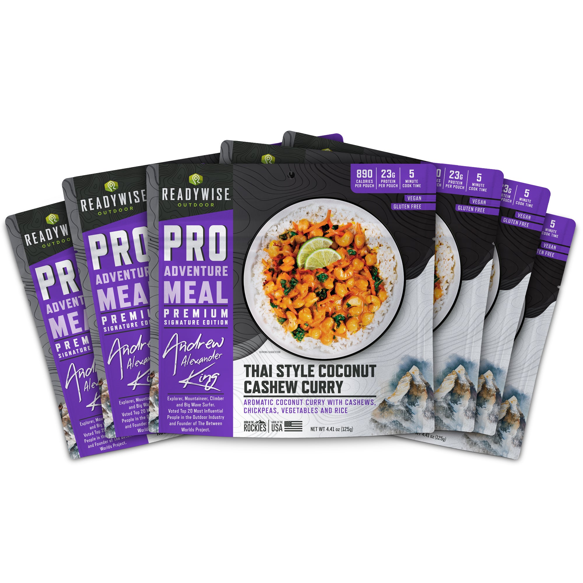 READYWISE Thai Coconut Cashew Curry - Signature Edition Pro Adventure Meal with Andrew Alexander King(6 Pack)