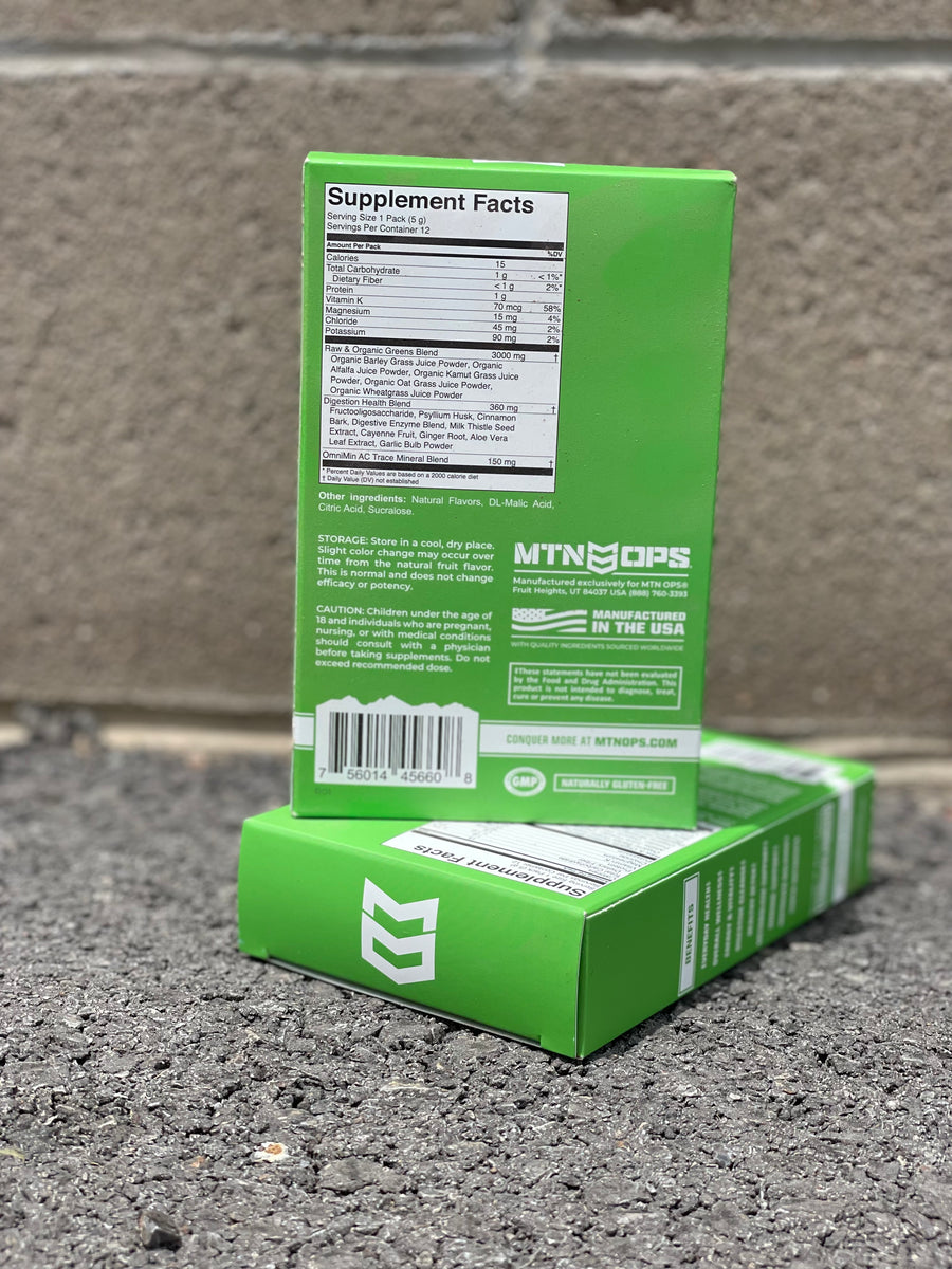 MTN OPS SUPER GREENS Organic Superfood Powder (Raspberry) On The Go Pa ...