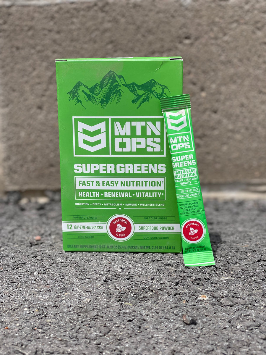 MTN OPS SUPER GREENS Organic Superfood Powder (Raspberry) On The Go Pa ...