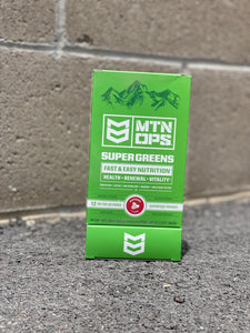 MTN OPS SUPER GREENS Organic Superfood Powder (Raspberry) On The Go Packs (12)