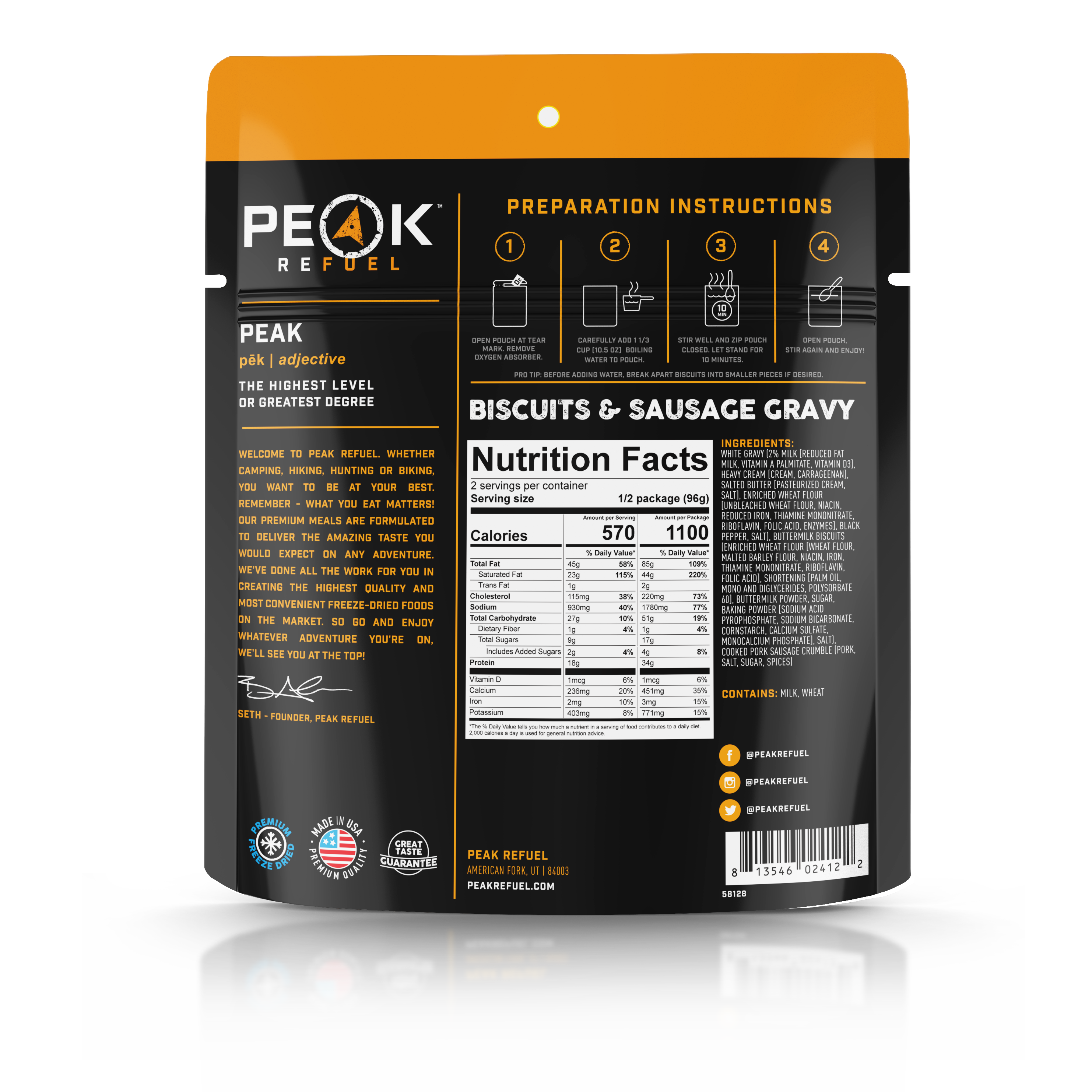 PEAK REFUEL Biscuits & Sausage Gravy